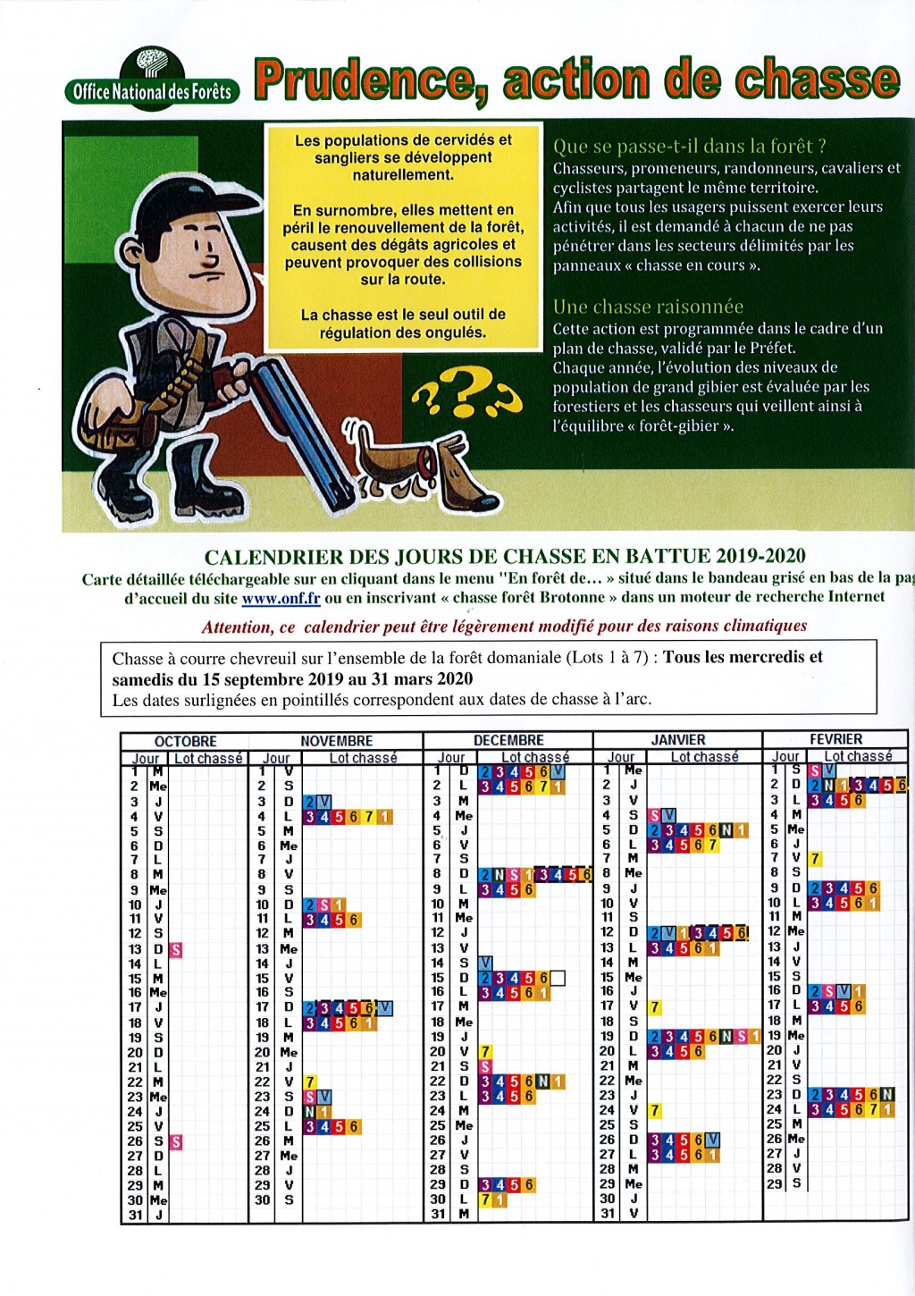 Calendrier de la chasse - Prudence ! - Bienvenue à Vatteville la Rue